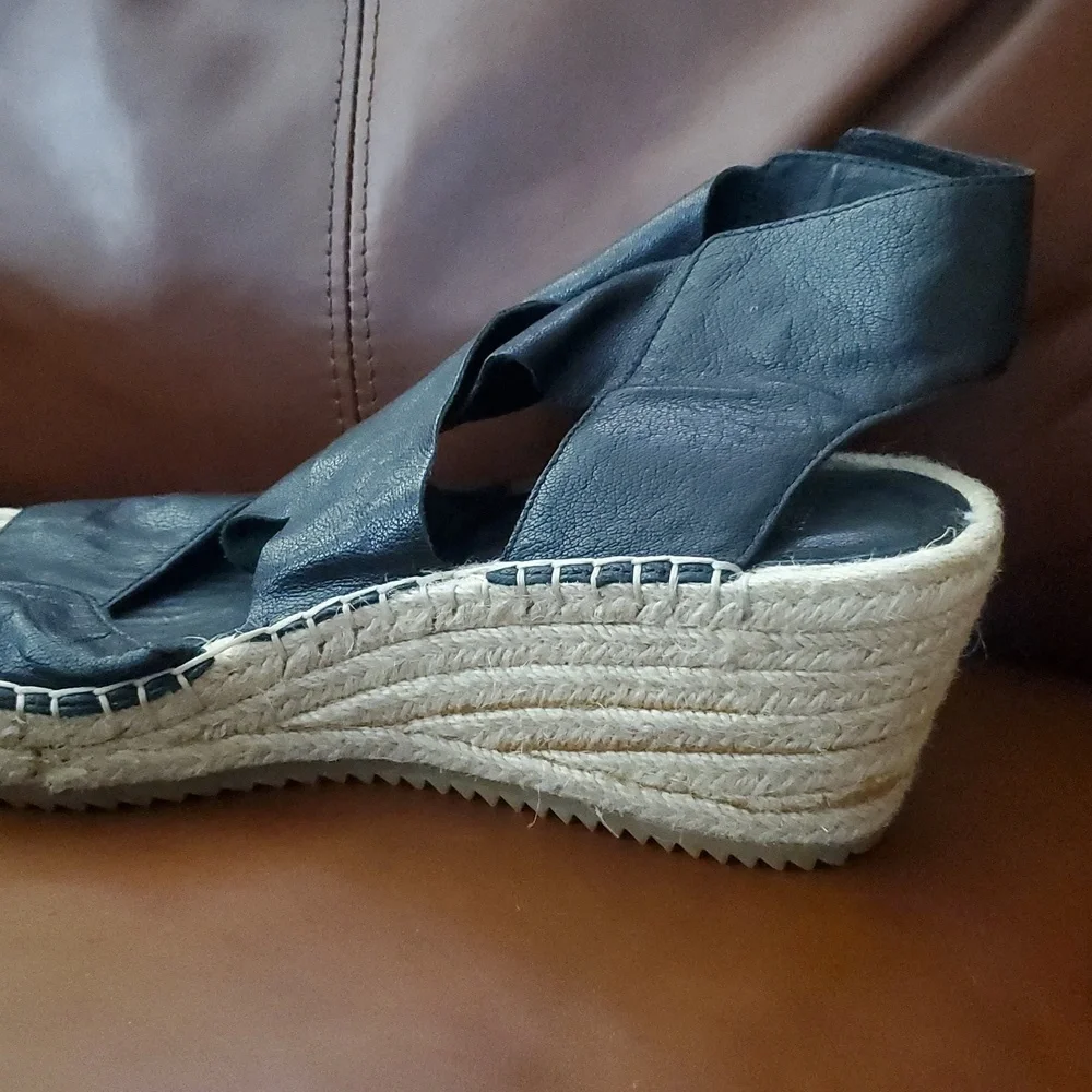 Eileen Fisher Willow Platform Wedge Espadrille Sandals Size 10 New! Has Flaws